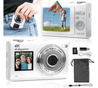 Appareil Photo Numérique avecà Double écran,Autofocus 4K 48MP pour Vidéos de Blog,Carte de 32GB, Appareil Photo Compacts,Zoom 16X, Anti-Vibrations, pour Enfants/Ados/Débutants,Y5