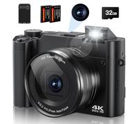 Appareil Photo Numérique - Caméra Numérique 4K 64MP avec Selfie Autofocus 16X Zoom Flash Intégré Digital Caméra Portable Appareil Photo pour Débutants