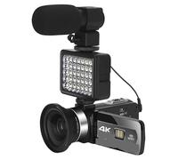 Appareil Photo Numérique, Caméras vidéo 4K Flux Mise Point Automatique 4KMP caméscope numérique ralenti Microphone Vlog Enregistrement caméscope Webcam(32G SD Card,with Lens MIC Light)