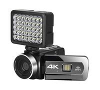 Appareil Photo Numérique, Caméras vidéo 4K Flux Mise Point Automatique 4KMP caméscope numérique ralenti Microphone Vlog Enregistrement caméscope Webcam(16G SD Card,with Light)