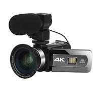 Appareil Photo Numérique, Caméras vidéo 4K Flux Mise Point Automatique 4KMP caméscope numérique ralenti Microphone Vlog Enregistrement caméscope Webcam(128G SD Card,with Lens Microphone)
