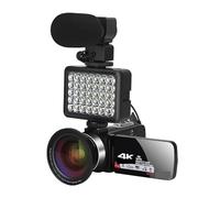 Appareil Photo numérique caméscope vidéo 4K caméscope lumière de Remplissage Kit Vlog for Le Streaming avec 16X Zoom caméras de Photographie Cadeau pour débutants(128G SD Card,Lens Light MIC)