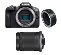 Appareil photo numérique CANON EOS R100 - Blanc - 24.1 Mpixels - RF-S 18-150mm f/3.5-6.3 IS STM - 4K - Bluetooth + Bague EF-EOS R