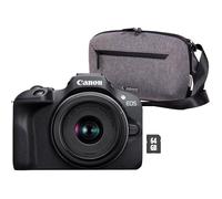 Canon EOS R100 Appareil Photo Numérique + RF-S 18-45mm + Sacoche + 64GB | Pour débutants en photographie; capteur APS-C 24.1MP, viseur électronique OLED 0.39 pouce, objectif RF-S 18-45mm polyvalent