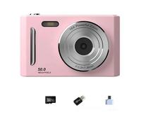 Appareil photo numérique, carte mémoire 32 Go, 50 Mpx, 4K, zoom numérique 8x, écran IPS 2,4 pouces, rose