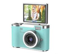 Appareil photo numérique CCD 4K, 48 MP avec zoom 8x et écran rabattable à 180° pour étudiants, débutants, adolescents - Appareil photo compact pour les voyages et les selfies (vert)