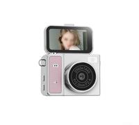 Appareil photo numérique CCD rétro, caméra de poche portable 2K avec écran rabattable de 3,7 cm pour étudiants, caméra selfie Vlog pour voyage en plein air (argent)