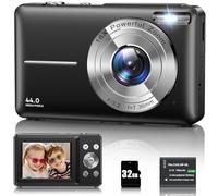 Appareil Photo numérique Compact 44MP 2,7" ZEN-camera-001-FR-01 avec Zoom 16x, stabilisation, Flash et Webcam USB, Mini caméra légère pour débutants, Enfants, Ados et Voyages (Schwarz)