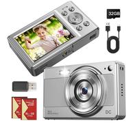Appareil Photo Numérique Compact, 56MP HD 1080P Compact Caméra pour Étudiant, Adulte, Débutant Cadeau, avec Carte 32GB, 2,8 Pouces, 2 Batteries