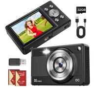 Appareil Photo Numérique Compact, 56MP HD 1080P Compact Caméra pour Étudiant, Adulte, Débutant Cadeau, avec Carte 32GB, 2,8 Pouces, 2 Batteries