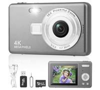 Appareil Photo Numérique Compact, Appareil Photo Numérique Enfant HD 1080P avec Carte de 32 Go, 48MP Appareil Photo 8X Zoom Numérique Rechargeable pour Enfants, Adolescents,Débutants (Gris)