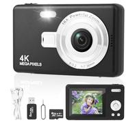 Appareil Photo Numérique Compact, Appareil Photo Numérique Enfant HD 1080P avec Carte de 32 Go, 48MP Appareil Photo 8X Zoom Numérique Rechargeable pour Enfants, Adolescents,Débutants (Noir)