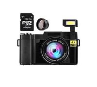 Appareil Photo Numérique Compact SZSMART R2S 48MP 4K HD 3 pouces avec anti-vibration et zoom + 32 Go + objectif - Noir