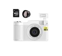 Appareil Photo Numérique Compact SZSMART R2S 48MP 4K HD 3 pouces avec anti-vibration et zoom + 32 Go + objectif - Blanc