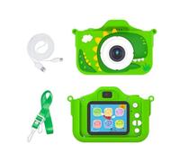 Appareil Photo Numérique Dinosaure Vert pour Enfants 1080P Caméra Avant/Arrière & Jeux Bleu Capturez des Moments Inoubliables
