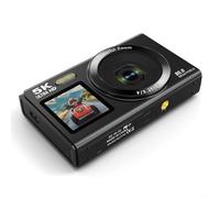 Appareil photo numérique double écran 5K, enregistreur vidéo portable CCD, zoom 18x, vlogging, caméras de photographie pour débutants et adolescents (noir)