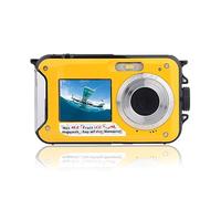 Appareil Photo Numérique Étanche 10ft Double Écrans 16X Zoom Numérique Full HD 2.7K 48MP pour Natation Plongée Surf Rivière Stream Océan Paysage Parc Aquatique Photographie(Jaune)