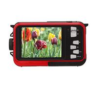 Appareil Photo Numérique étanche à Double écran, Full HD 2.7K 48MP 10ft Zoom Numérique 16X Appareil Photo Numérique étanche à Double écran Avant et Arrière pour (Rouge)