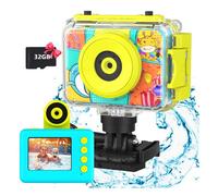 Appareil photo numérique étanche pour enfants DWO Europe™, objectif rotatif à 180°, zoom optique 10x, mémoire 32 Go