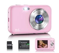 Appareil Photo Numérique, FHD 1080P 36MP Appareil Photo Enfant Facile à Utiliser, 16X Zoom Numérique Rechargeables Vlogging Appareil Photo avec 2 Piles pour Étudiants, Adultes, Débutants Rose