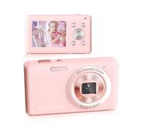 Appareil Photo Numérique, HD 1080P avec Carte Mémoire 32 Go, Appareil Photo 48 Mégapixels, écran LCD 2,4 Pouces, Zoom Numérique 16x pour Les Enfants, Les Filles, Les Adolescents(Rose)