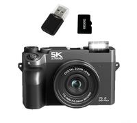 Appareil photo numérique HD 5K, double caméra 75 MP zoom 18x WiFi AF autofocus avec flash pour photographie en streaming Vlogging caméra vidéo (noir 32 G)