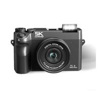 Appareil photo numérique HD avec système à double objectif et résolution 5K Ultra HD, zoom numérique 18 x avec mise au point automatique, prend en charge la carte TF (noir)