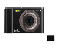 Appareil photo numérique 2,7K 48MP 1080P, zoom 16x, carte mémoire 32 Go Le noir