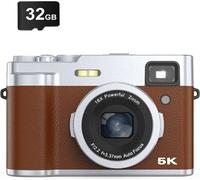 Appareil photo numérique INF 5K avec caméras avant et arrière/viseur/autofocus/anti-flou Brun