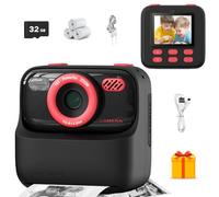 Appareil Photo numérique instantané 1080p pour Enfants, écran 2,4 Pouces, Carte mémoire 32 Go, 3 Rouleaux de Papier, pour garçons et Filles de 3 à 12 Ans, Cadeaux de Noël,Black2