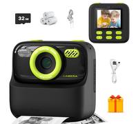 Appareil Photo numérique instantané 1080p pour Enfants, écran 2,4 Pouces, Carte mémoire 32 Go, 3 Rouleaux de Papier, pour garçons et Filles de 3 à 12 Ans, Cadeaux de Noël,Black1