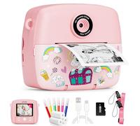 Appareil Photo Numérique Instantané avec Papier d'impression, Caméra Vidéo, ouet Cadeau pour Filles Garçons de 3-14 Ans (Rouge)