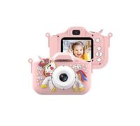 Appareil photo numérique jouet pour enfants avec motif de licorne, carte SD de 8 Go, couleur rose