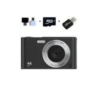 Appareil photo numérique LINFE 64G CCD kids avec zoom 16x Écran 2,4 pouces, qualité HD, résolution 4K Appareil photo numérique - Noir