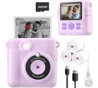 Appareil photo numérique miniature pour enfants, impression thermique intelligente, carte SD de 32 Go, couleur violette