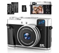 Appareil photo numérique NEZINI 4K 48MP UHD autofocus avec carte de 32 Go, appareil photo zoom 16x avec tableau de bord rotatif et viseur, appareil photo compact pour adolescents, débutants, adultes.