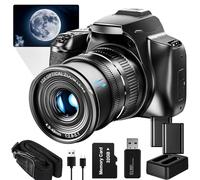 Appareil photo numérique optique 10x pour photographie, caméra vidéo 64 MP, caméra de vlogging numérique 4x pour YouTube avec flash, sortie WiFi et HDMI, carte SD 32 Go (noir)