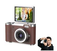 Appareil photo numérique pliable 4K pour étudiant, pointer/prise de vue avec carte TF de 32 Go, appareil photo portable FHD 48 MP 4K avec zoom 8x, anti-secousses et écran à rabat (marron, corps