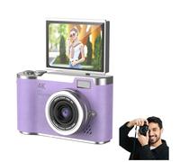 Appareil photo numérique pliable 4K pour étudiant, pointer/prise de vue avec carte TF de 32 Go, appareil photo portable FHD 48 MP 4K avec zoom 8x, anti-secousses et écran à rabat (violet, corps