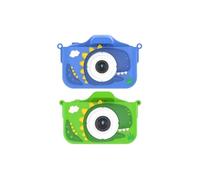 Appareil Photo Numérique Dinosaure Vert pour Enfants 1080P Caméra Avant/Arrière & Jeux Bleu Capturez des Moments Inoubliables