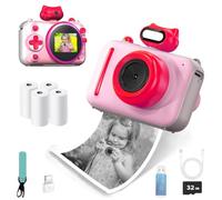 Appareil photo numérique pour enfants à impression instantanée, 5,1 cm HD 1080p, vidéo selfie pour filles et garçons de 3 à 14 ans (rose)