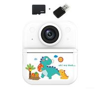 Appareil photo numérique pour enfants à impression instantanée, enregistrement vidéo 1080p, double objectif, zoom 16x pour des photos et des selfies amusants (blanc + 32)