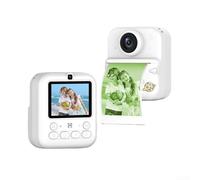 Appareil photo numérique pour enfants à impression instantanée, enregistrement vidéo 1080p, double objectif, zoom 16x pour des photos et des selfies amusants (blanc 2)