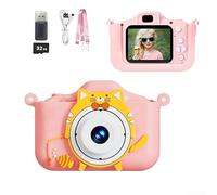 Appareil photo numérique pour enfants avec deux appareils photo 48 MP, enregistrement vidéo 1080p, lecteur MP3 et jeux de puzzle éducatifs pour le plaisir et la croissance (rose, 32 Go)