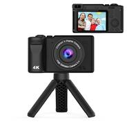 Appareil Photo Numérique pour Enfants avec Trépied, Caméra Vidéo HD à Double Objectif Avant et Arrière 12MP 1080P, Appareil Photo Numérique de Pointage et de Prise de Vue à écran