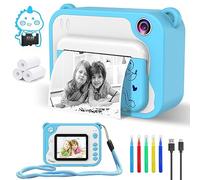 Appareil Photo Numérique pour Enfants - Impression Instantanée, Caméra Vidéo 1080p avec Carte SD 32 Go - Jouet et Cadeau d'Anniversaire pour Garçons et Filles de 3 à 6 Ans
