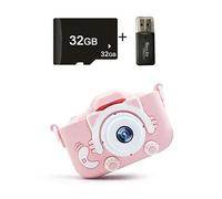 Appareil photo numérique pour enfants,jouet pour garçons et filles,avec vidéo,cadeaux d'anniversaire,de noël,Selfie,carte SD 32 go - Type Cat Pink 32GB Set