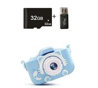 Appareil photo numérique pour enfants,jouet pour garçons et filles,avec vidéo,cadeaux d'anniversaire,de noël,Selfie,carte SD 32 go - Type Cat Blue 32GB Set