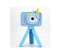 Appareil photo numérique pour enfants, miniature, avec motif d'éléphant, sans carte SD + support, couleur bleue