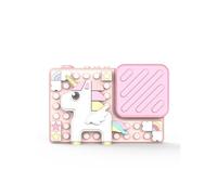 Appareil photo numérique pour enfants, style créatif de blocs de construction haute définition, sans carte SD, motif de licorne, couleur rose